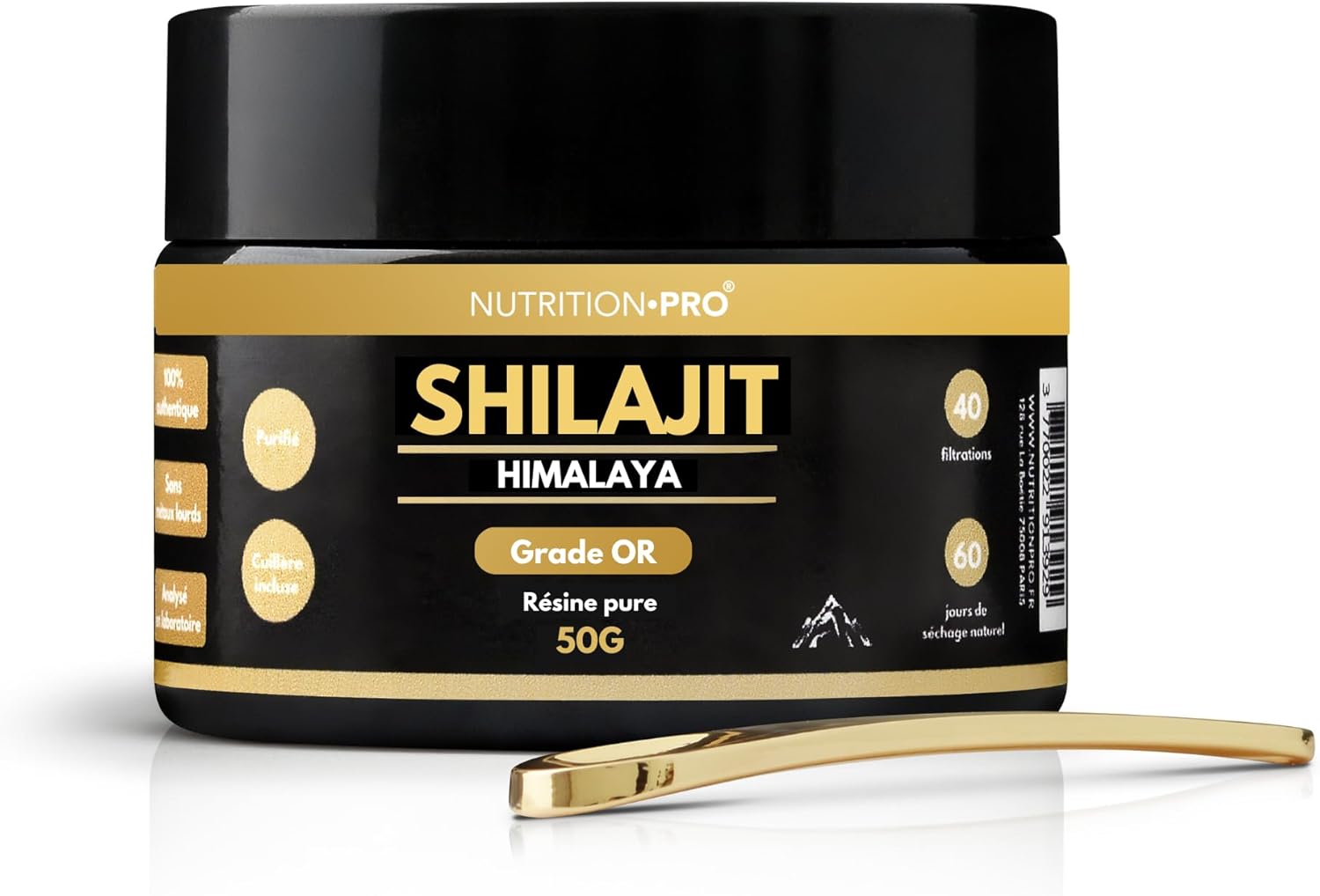 Shilajit (grade OR) 50g - Résine pure | Qualité premium | Purifié | Récolté dans les montagnes de l'Himalaya | Ayurveda |naturel | Nutrition