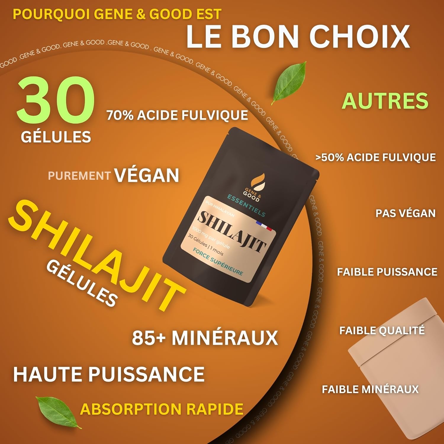 Gene & Good® Shilajit Gelule 30 Gélules | Shilajit Pure Himalaya Bio 500mg, Shilajit Pur Himalayen de Haute Qualité | Soutient les Fonctions Cognitives | Shilajit Pure Himalaya Shilajite – Image 5