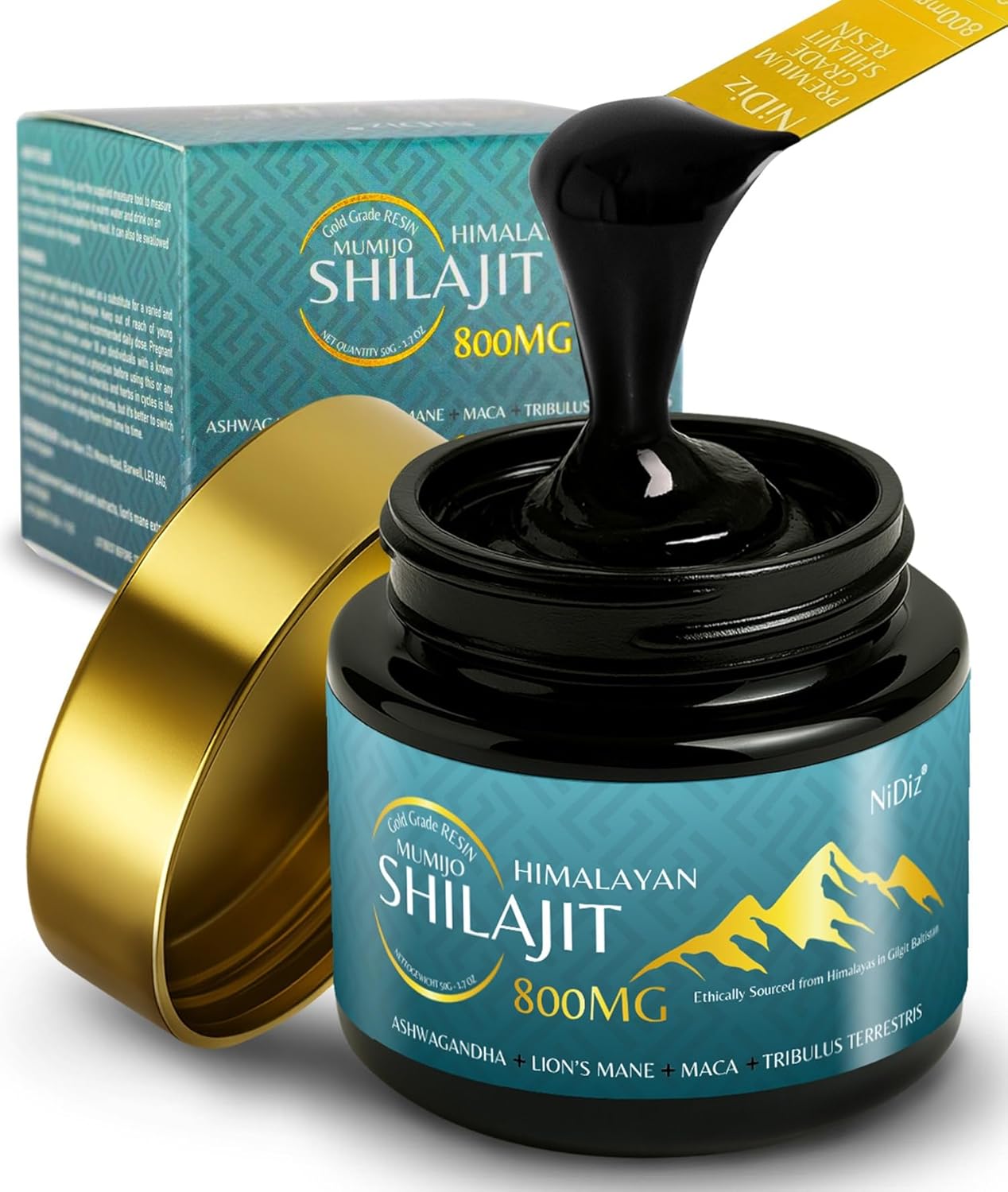 Shilajit Pure Naturel 50g – 800mg Résine Himalayenne, Boost Ayurvédique (Ashwagandha, Crinière de Lion, Maca) – Pureté & Puissance du Shilajit Pur d’Himalaya Testées en Laboratoire UE