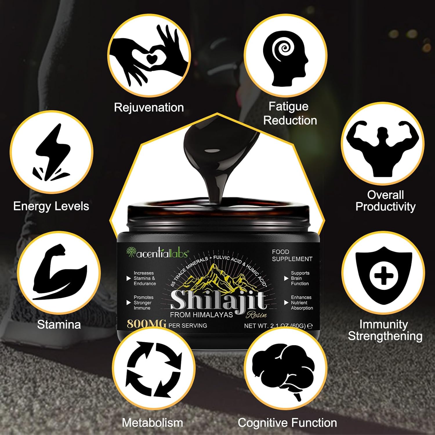 Shilajit Pure Himalaya Bio 60g, Résine De Shilajit Himalaya, Shilajit Resine Riche avec 85 Traces de Minéraux, Acide Fulvique, Acide Humique, végétalien et sans additifs, Naturel – Image 3