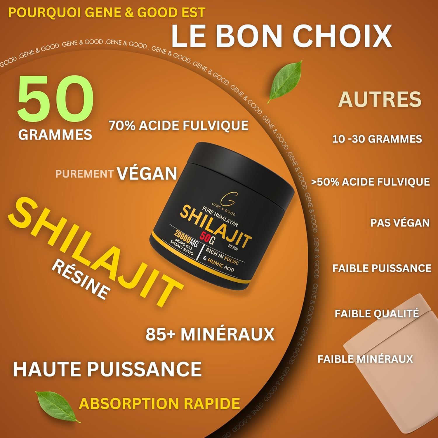Gene & Good® Shilajit Pure (50g X 2) - Résine De Shilajit Himalaya Purifiée - Himalaya Bio - Approvisionnement pour 3 Mois - Riche en Acide Fulvique (88%), Acide Humique (Lot de 2) – Image 7