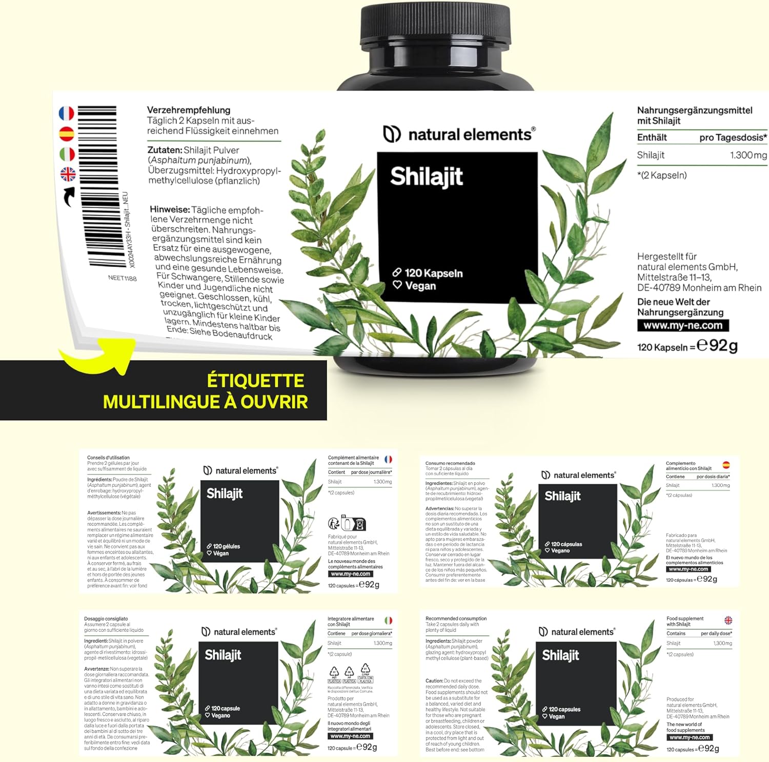 Shilajit Pure – 120 Capsules Hautement Dosées – 1300mg par Dose Quotidienne – Mumijo Shilajit Original de Résine de l'Himalaya – Concentré en Acide Fulvique – Sans Additifs et Testé en Laboratoire – Image 6