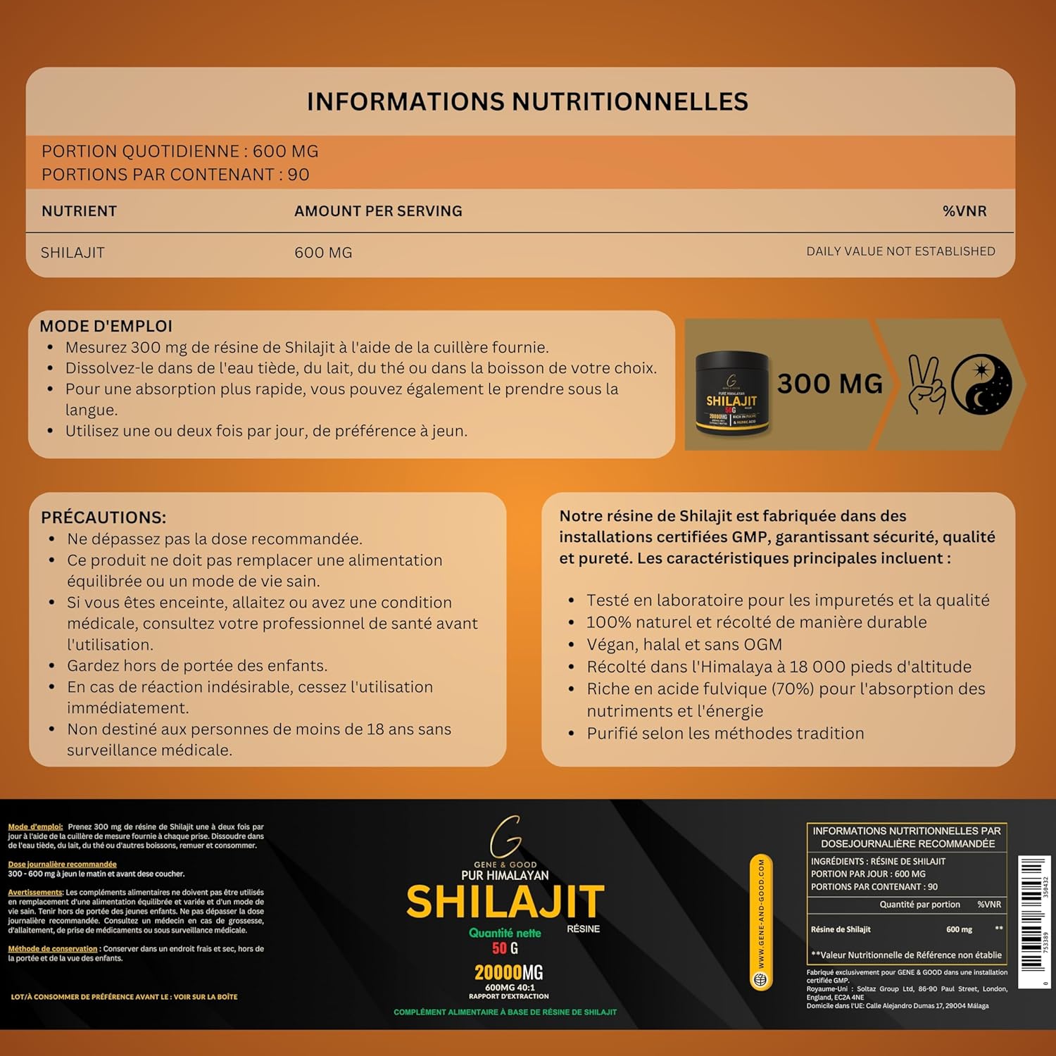 Gene & Good® Shilajit Pure (50g X 2) - Résine De Shilajit Himalaya Purifiée - Himalaya Bio - Approvisionnement pour 3 Mois - Riche en Acide Fulvique (88%), Acide Humique (Lot de 2) – Image 8