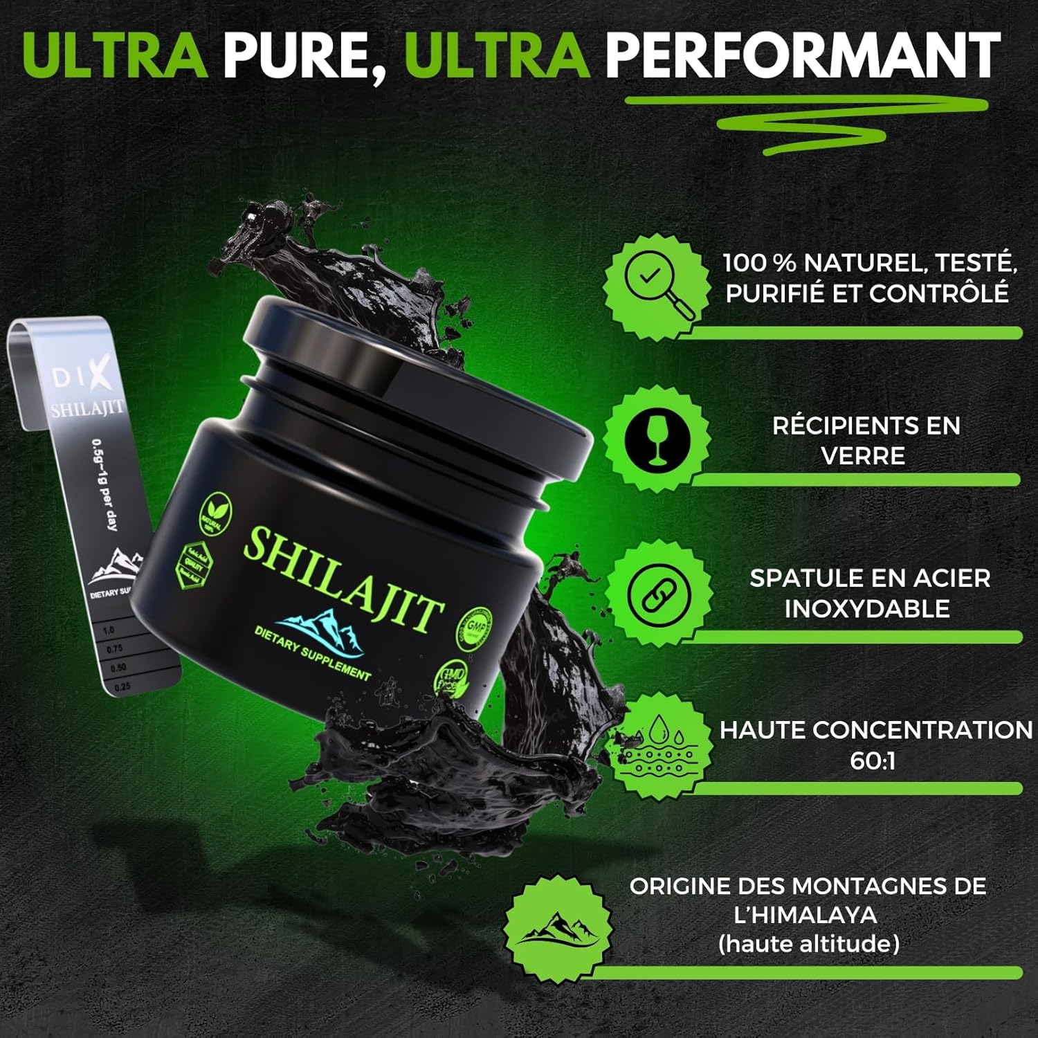 Résin SHILAJIT D'Himalaya 50, 100 Portion, Haute Altitude, Sans métaux lourds, Sans contamination, Riche en Oligo-élément, Ratio 60:1, naturel, Sans Traitement Chimique – Image 2