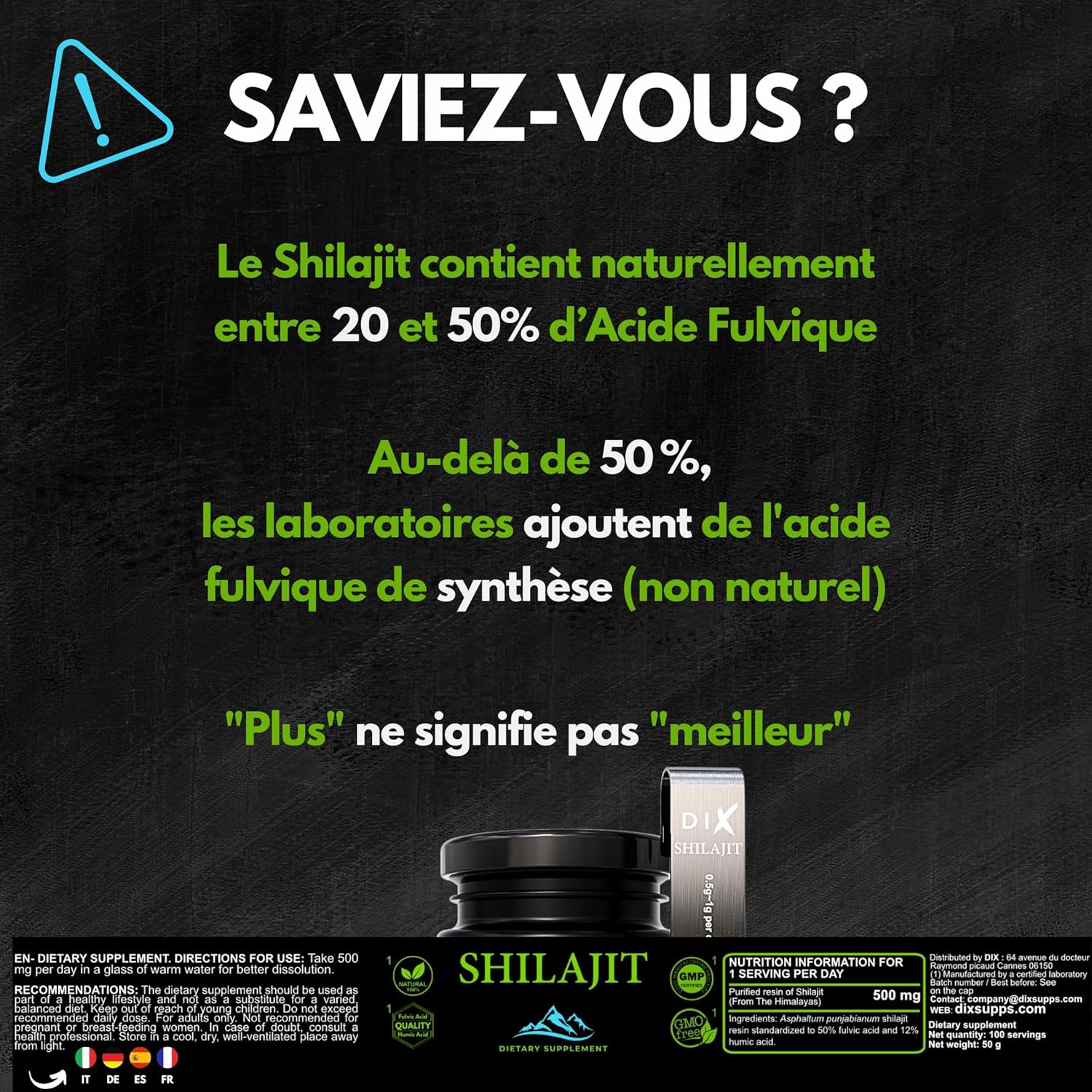 Résin SHILAJIT D'Himalaya 50, 100 Portion, Haute Altitude, Sans métaux lourds, Sans contamination, Riche en Oligo-élément, Ratio 60:1, naturel, Sans Traitement Chimique – Image 6